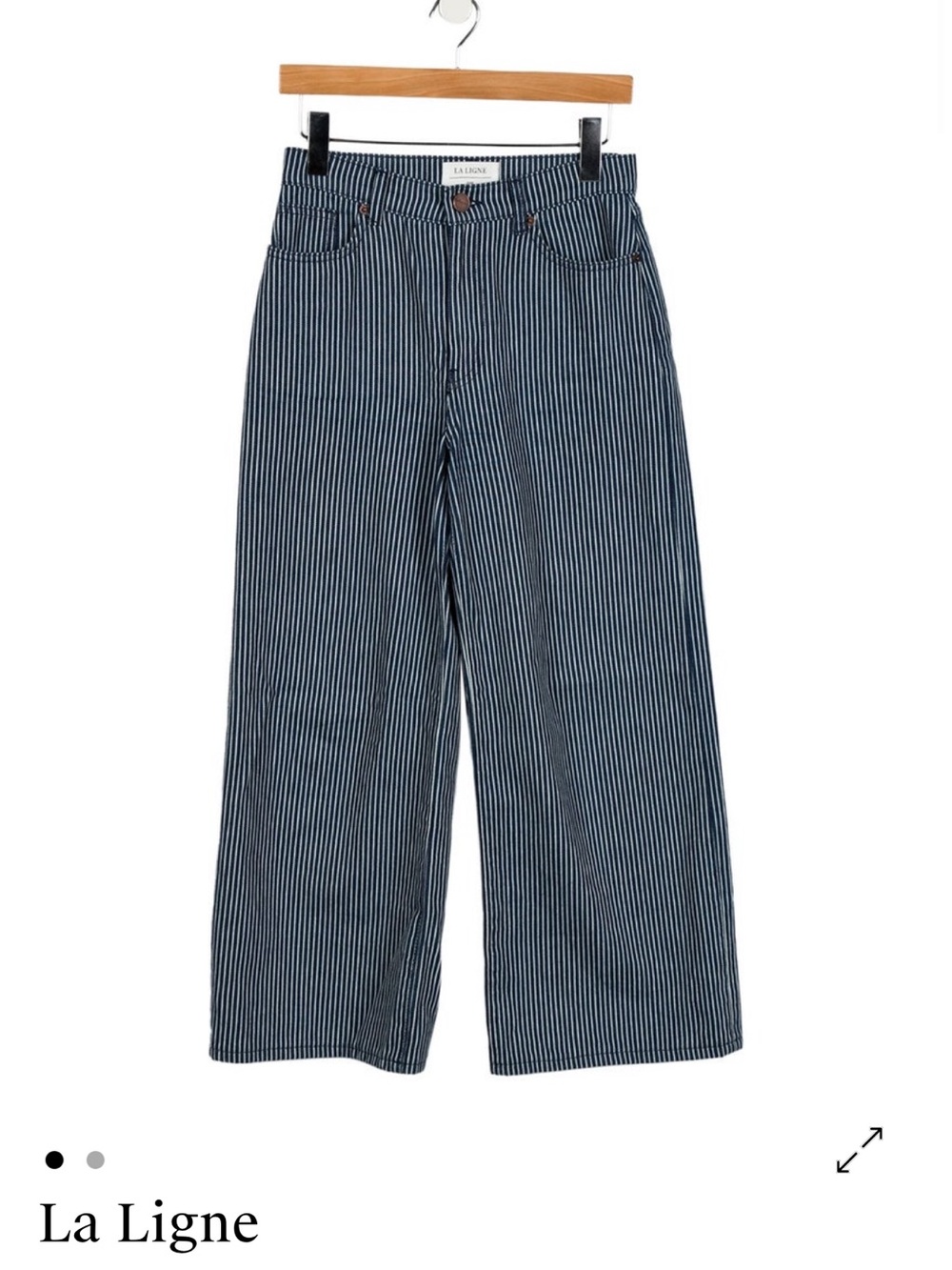 La Ligne Navy & White Pinstripe Wide-Leg Trousers